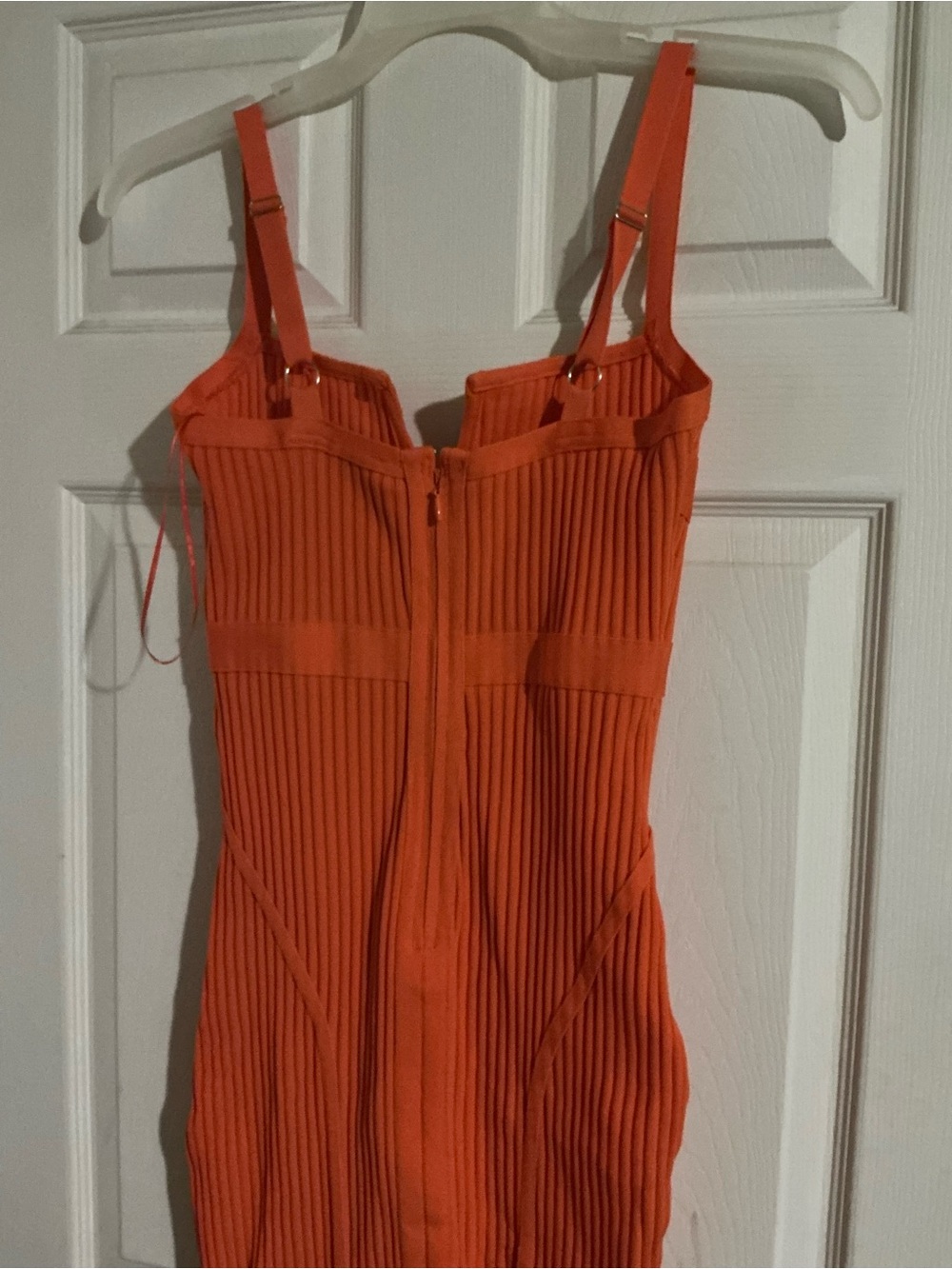 Fashion Nova Bright Orange Ribbed Bodycon Midi Dress - Picture 5 of 6